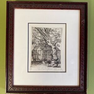 Original Sketch in Brown Frame Signed 8.5 x 10.5